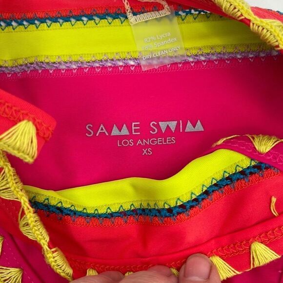 SAME Swim Los Angeles The Catch Bottoms Neon Pink Yellow (xs) - Picture 3 of 4